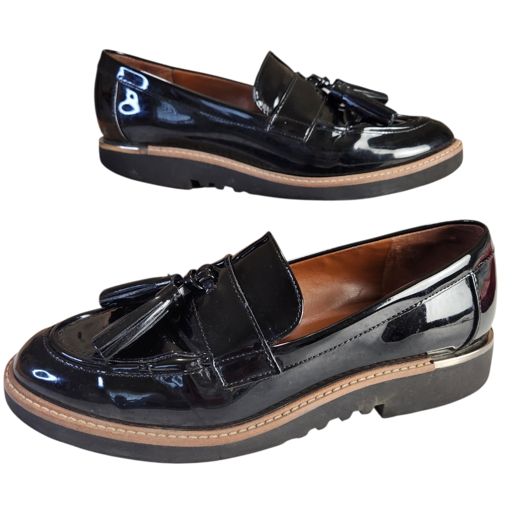 Franco Sarto Black Career L-Carolynn Lug Sole Tassel Loafers size 7M - Picture 12 of 13